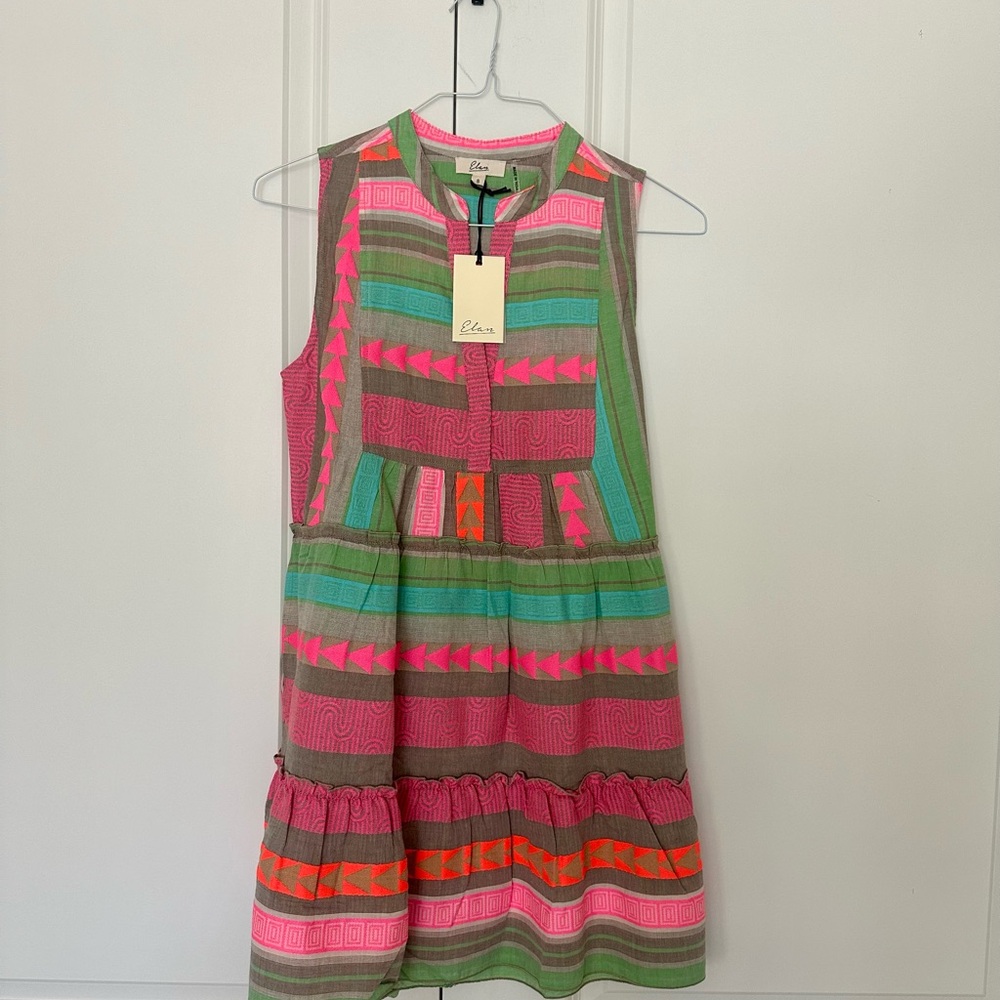 Elan Colorful Geometric A-line Dress NWT